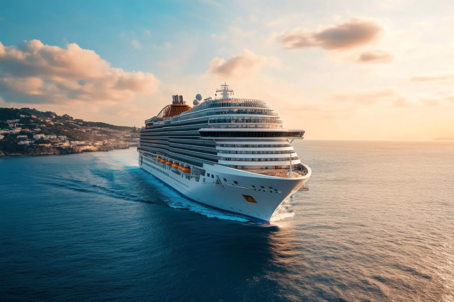 Ritz-Carlton luxury superyacht anchored near an exclusive coastal destination